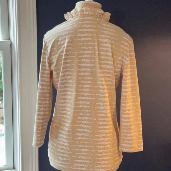 J. McLaughlin Beige and White Ruffle Collar Top - Picture 5 of 9